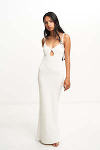 EFFIE KNIT KEY MAXI DRESS (IVORY)