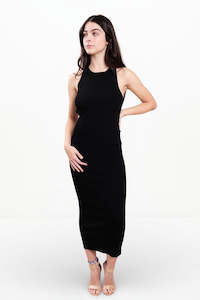 MARCELLE OPEN BACK MIDI DRESS (BLACK)