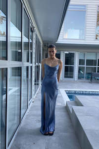 Costume hiring: LA LUNE BIAS MAXI DRESS (BLUE SMOKE)