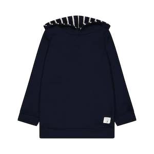 Hoodie - Navy with White Stripe