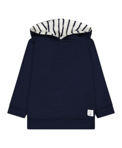 Hoodie - White with Navy Stripe