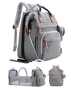 Internet only: ISMGN Diaper Bag Backpack with Changing Station, Large Diaper Bag, Multifunctional Diaper Bag, Gray