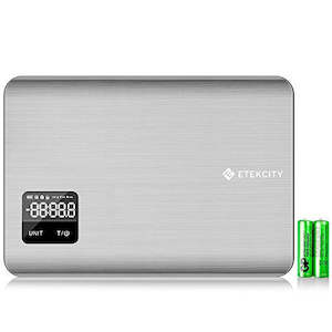 Internet only: Etekcity Digital Kitchen Food Scale (Model EK 7017), 11 lb (5kg) Capacity, Stainless Steel, Batteries Included