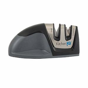 KitchenIQ Edge Grip 2-Stage Manual Knife Sharpener (Model #0009, Black)