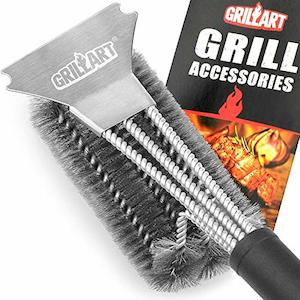 GrillArt Grill Cleaning Brush and Scraper, 18" Stainless Steel Woven Wire (3 in …