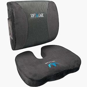 SOFTaCARE Dark Grey Seat Cushion [Set of 2] - Memory Foam Coccyx Orthopedic and …