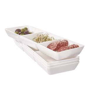 Internet only: Avant 15-Inch x 5-Inch Plastic 3-Section Tray (Set of 4, White)