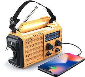 Raynic 5000mAh Solar & Hand Crank Emergency Weather Radio with AM/FM/SW/NOAA, 5W…