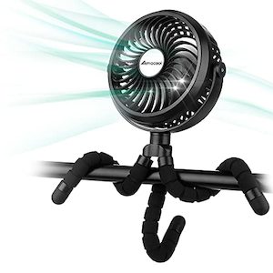 Battery Operated Stroller Fan [Flexible Tripod Clip On, 3 Speeds, Rotatable] - H…