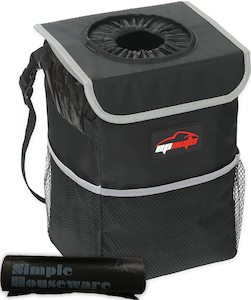 Internet only: EPAuto Black Waterproof Car Trash Can with Lid & Storage Pockets (EP-CP-001)