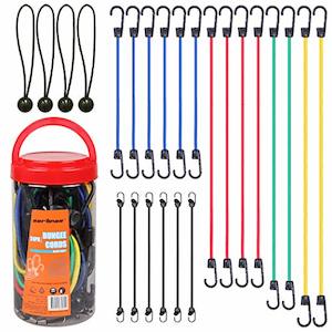 Cartman Bungee Cord Assortment (24 Pieces) - 10"/18"/24"/32"/40" Cords + 8" Cano…