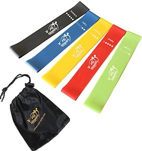 Fit Simplify Resistance Loop Exercise Bands (Set of 5), with Instruction Guide and Carry Bag