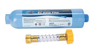 Internet only: Camco TastePure RV/Marine Water Filter 40043 with Flexible Hose Protector (Protects Against Bacteria, Reducing Bad Taste, Odors, Chlorine, and Sediment in Drinking Water)