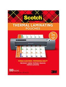 Scotch Letter Size Thermal Laminating Pouches, 100-Pack (TP3854-100), 8.9 x 11.4 in.