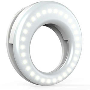 QIAYA Rechargeable LED Selfie Light Ring (For Cell Phone, Laptop Camera and Video Lighting).