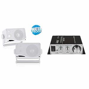 Pyle PLMR24 3-Way Outdoor Weatherproof Speaker Set (White)