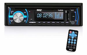 Internet only: Pyle Marine Bluetooth Stereo Radio PLMRB29B (Black) - 12v Single DIN Boat In-Dash Radio Receiver with LCD, Mic, RCA, MP3, USB, SD and AM/FM Radio - Remote Control