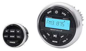 Internet only: Rockville RGHR2 Marine Gauge Hole Receiver with Bluetooth, USB, Radio and Wired Remote