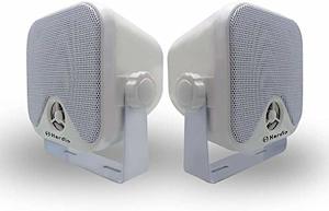 Heavy Duty Waterproof 4" Outdoor Marine Box Speakers with Surface Mounts - White…