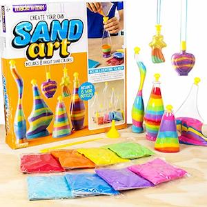 Internet only: Horizon Group USA Create Your Own Sand Art DIY Kit: Includes 4 Bottles, 2 Pendent Bottles, 8 Bright Sand Colors, Designing Tool & More (Multicolored)