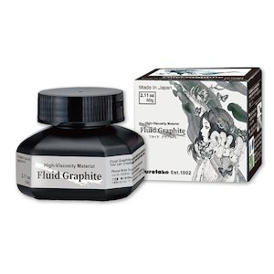 Internet only: Kuretake ZIG FLUID GRAPHITE Paint 60ml [Metallic Black] for Craft, Art, Illustration, Dip Pen, Calligraphy, Lettering and Journaling (Made in Japan)