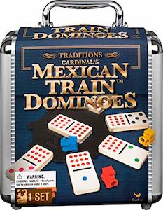 Mexican Train Dominoes Board Game for Ages 8+ (with Aluminum Carry Case)