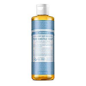 Dr. Bronners Baby Unscented Pure-Castile Liquid Soap (8 oz), Made with Organic O…