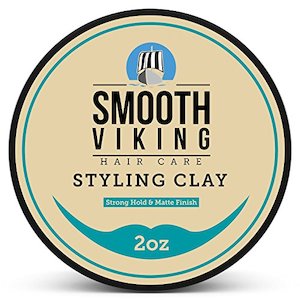 Internet only: Smooth Viking Hair Clay Pomade for Men (2 oz) - Matte Finish, Strong Hold, Non-Greasy, Shine-Free & Mineral Oil Free