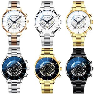 CdyBox 6 Pack Alloy Steel Band Watch Quartz Men Wrist Watches Creative Watches Wholesales