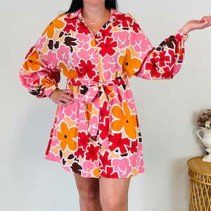 Floral Button Up Dress (L)