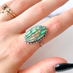 Vintage Sterling Silver Paua Shell Ring