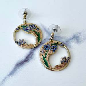 Vintage Floral Enamel Earrings