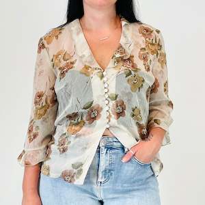 Vintage Floral Blouse (M-L)