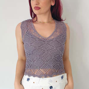 Second hand clothing: Crochet Beaded Top (S-M)