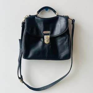 Vintage Black Leather Hand Bag