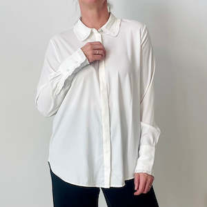 Ruffle Trim Collared Shirt (M)