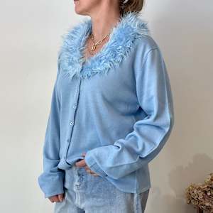 Faux Fur Collared Cardigan (2XL)