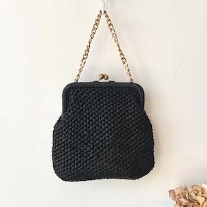 Vintage Black Woven Handbag