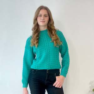 Green Cable Knit Sweater (M-L)