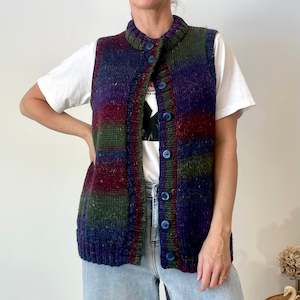 Vintage Button Up Knit Vest (L)