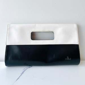 Retro Black and White Leather Purse