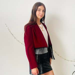 Vintage Cropped Tassel Trim Blazer (M)