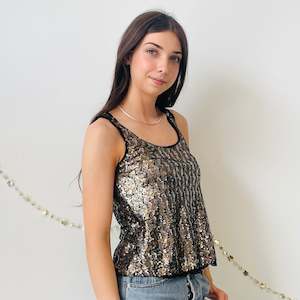 Sheer Gold and Silver Sequin Tank (XS-S)