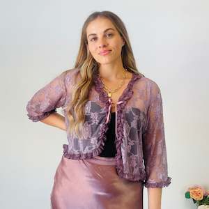 Second hand clothing: Lace Tie Front Top (XL-2XL)