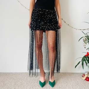 Celestial Sequin Sheer Maxi Skirt (M-XL)