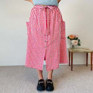 Red Gingham Midi Skirt (XL)