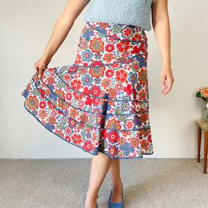 Floral Asymmetrical Midi Skirt (S)