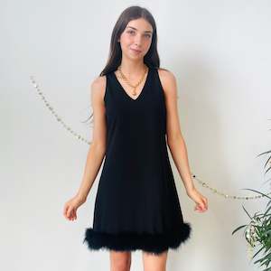 Faux Fur Trim Mini Dress (M)