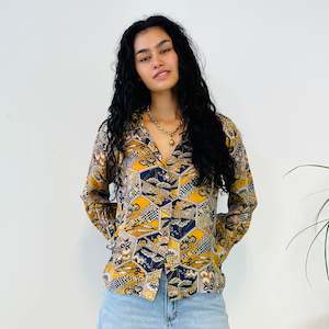 Vintage Patterned Blouse (S)