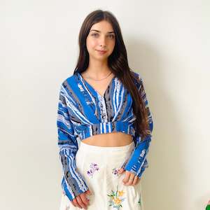 Abstract Print Cropped Blouse (S-M)